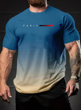 men quick dry short sleeve gym running t-shirt tops速干t恤男