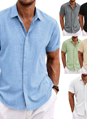 men's t-shirts亚衬衫男沙滩度假复古短袖t恤宽松大码man shirts