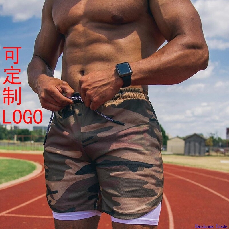 Mens Double Deck Crossfit Gym Shorts男短裤夏运动跑步速干双层