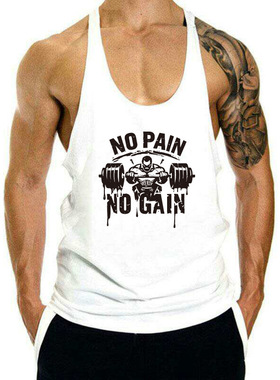 men tank top vest男士背心细带运动欧美健美健身t恤加印logo坎肩