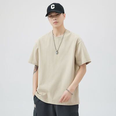 Oversized Loose Men Tshirt Solid Color Drop Shoulder Quality