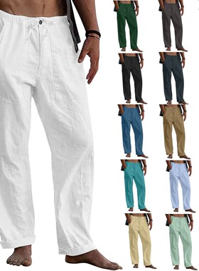 men's Pants Man 欧美男式亚长裤瑜伽海滩宽松休闲腰部抽绳宽松裤