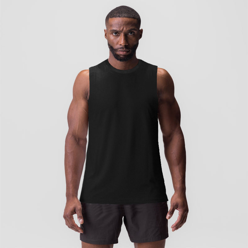 men compression vest tank top健身纯色背心男 速干网眼无袖t恤