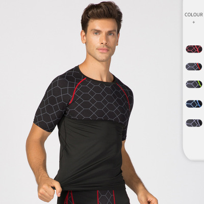 Mens Gym Compression tShirts Man t-shirt Tops男士健身短袖T恤