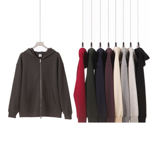 420g重磅大毛圈连帽双拉头拉链卫衣男美式复古潮牌开衫外套卫裤