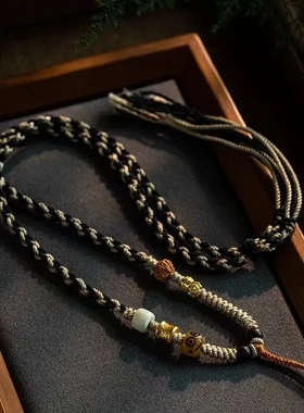 手搓棉线藏式手工编织民族风唐卡挂绳挂脖佛牌唐卡项链绳挂件绳子