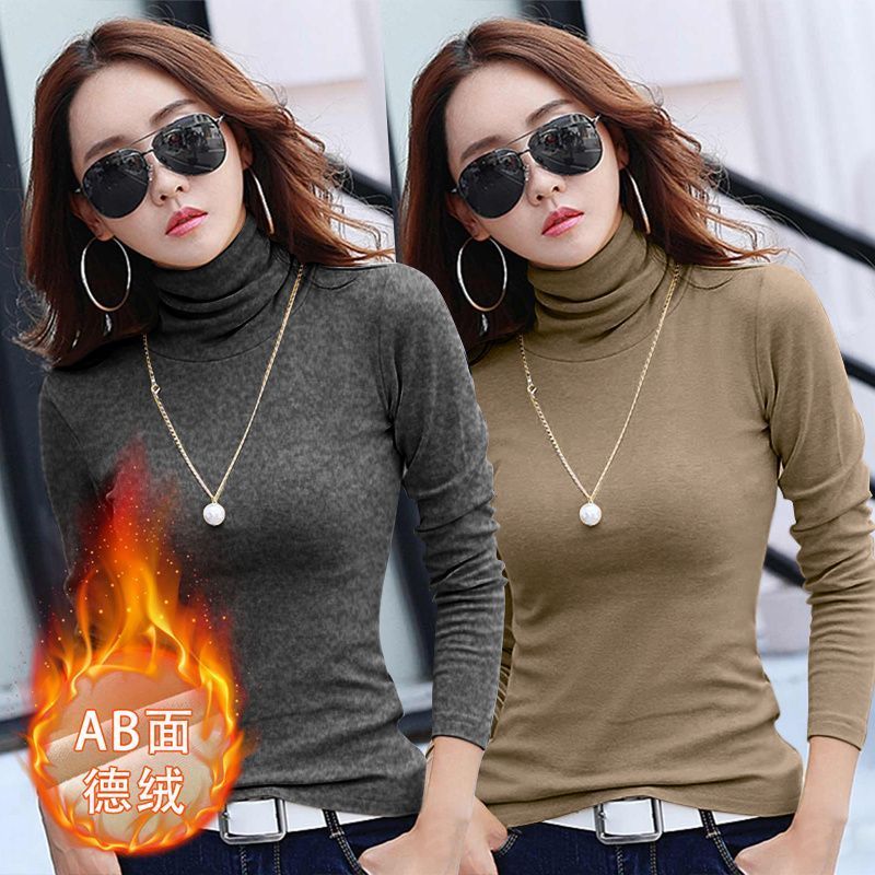 德绒打底衫女内搭长袖保暖上衣