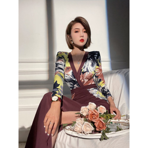 轻奢冰丝奶丝印花连衣裙