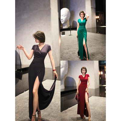 XULU原创纯色修身连衣裙