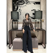 宽松百搭时髦气质显瘦阔腿裤 XULU原创秋季 泡泡麻高腰微弹纯色长裤