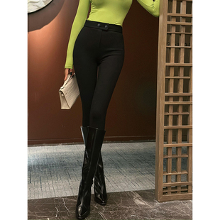 罗马布百搭高腰紧身铅笔小脚裤 XULU原创初秋简约气质修身 纯色长裤