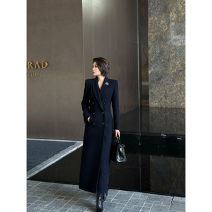 XULU原创轻奢100%羊毛高端大气修身 驳领毛呢大衣外套 优雅保暖长袖