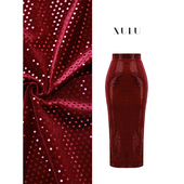 XULU原创秋冬气质进口丝绒亮片百搭包臀裙时尚 百搭弹力修身 半身裙