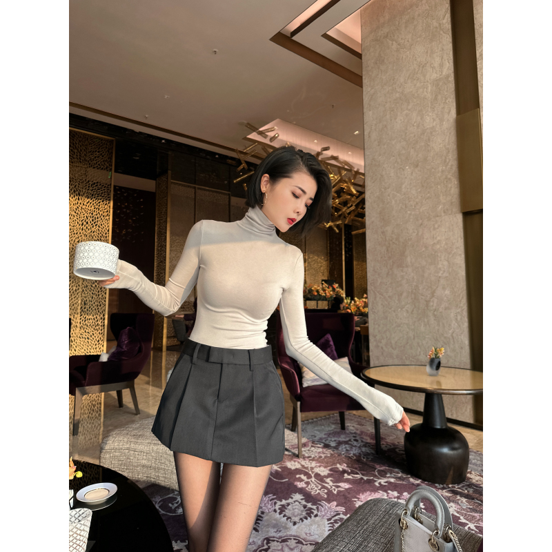 XULU原创美利诺慕斯羊绒打底衫通勤百搭修身显瘦保暖高领长袖上衣