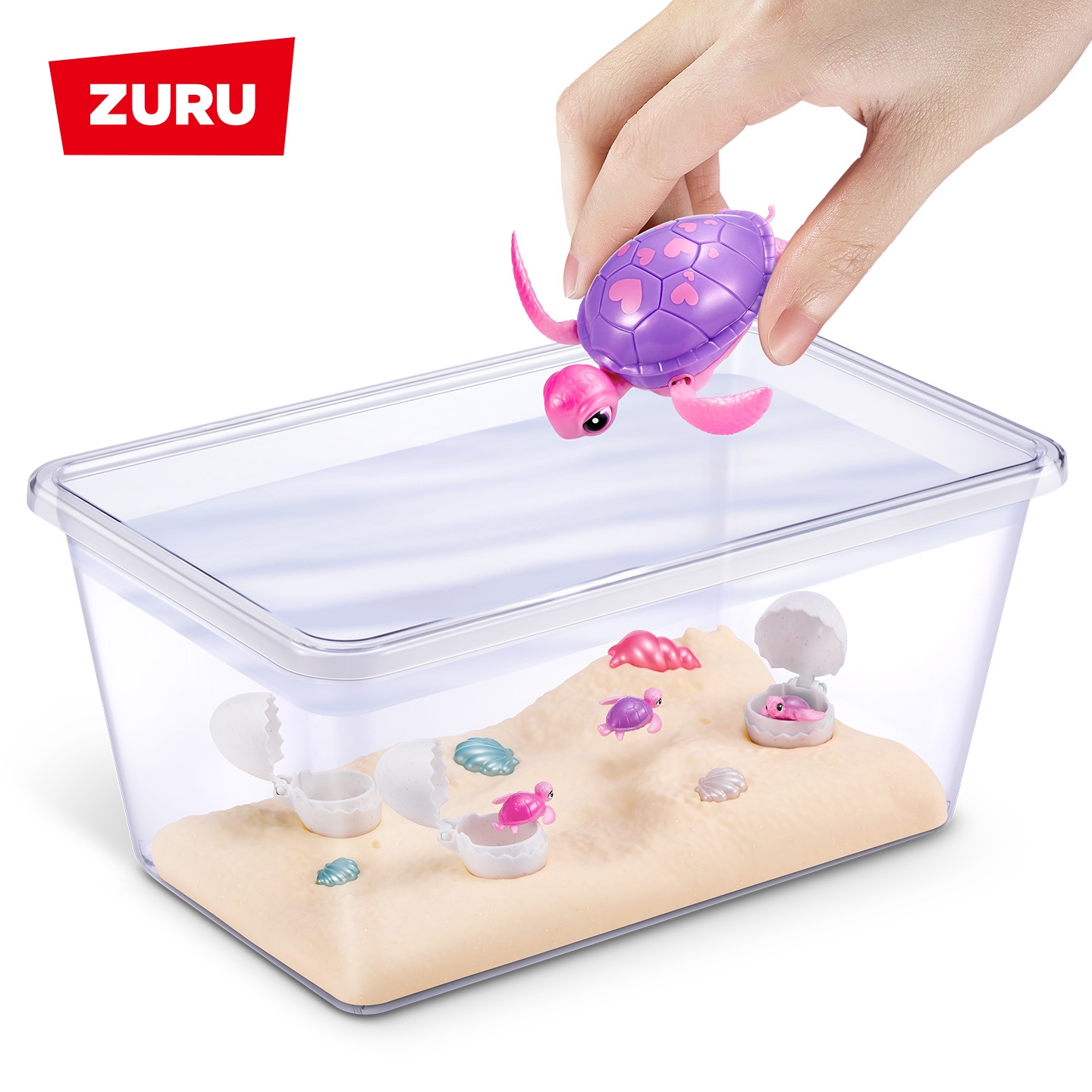 zuru新款海龟历险记盲盒电动海龟妈妈洗澡戏水带鱼缸潮玩男女玩具