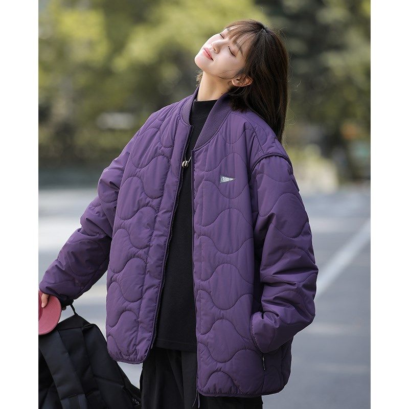 两面穿灯芯绒棉衣女冬季新款潮牌羊羔毛立领棉服加绒加厚宽松棉袄