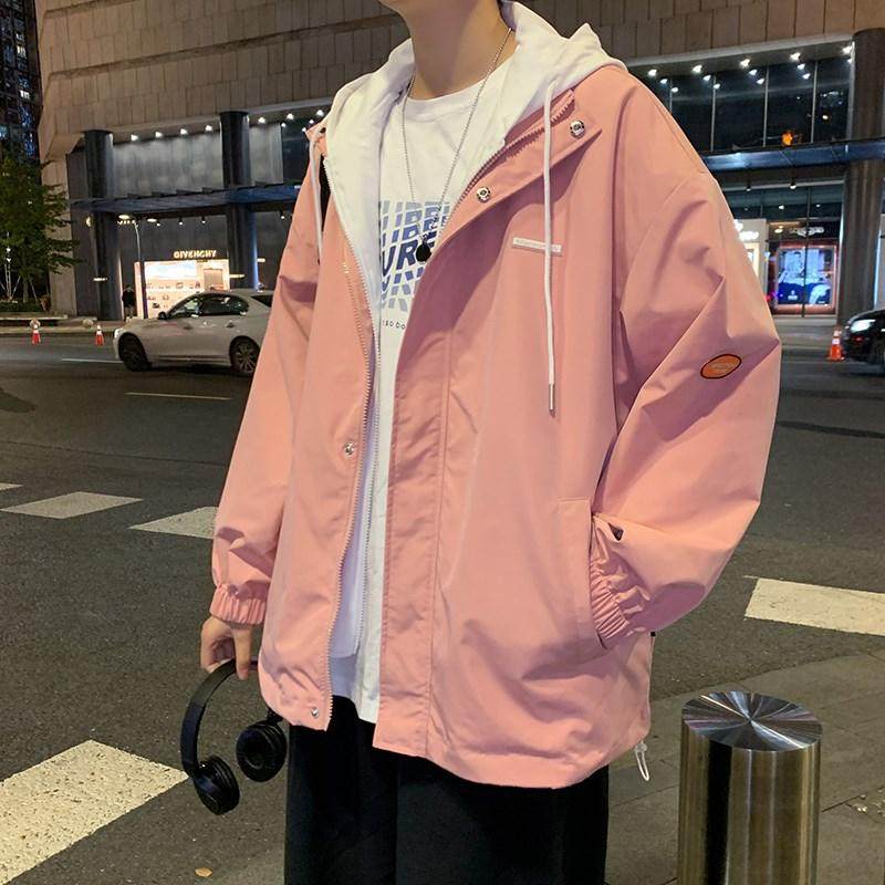 1406-1-s222-p55-男女假两件百搭新款港风夹克男生款外套休闲大码