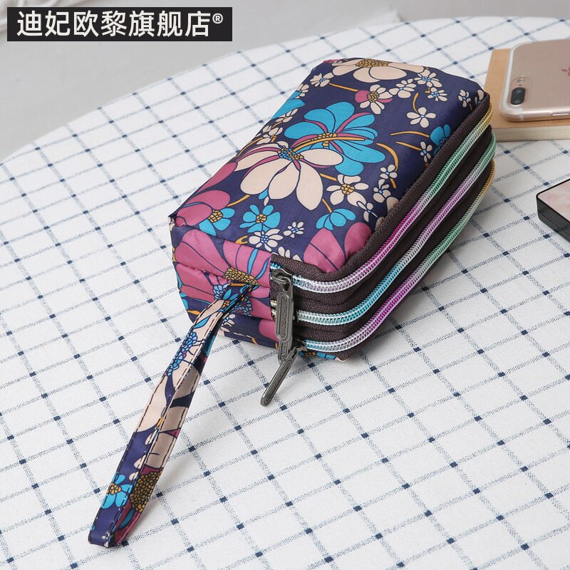 女手拿包帆布牛津艺三层长款女士手包大容量买菜钥匙零钱包手机包