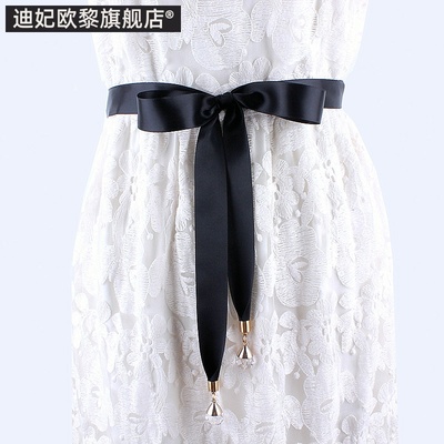 丝绸简约细长条连衣裙子配饰飘带