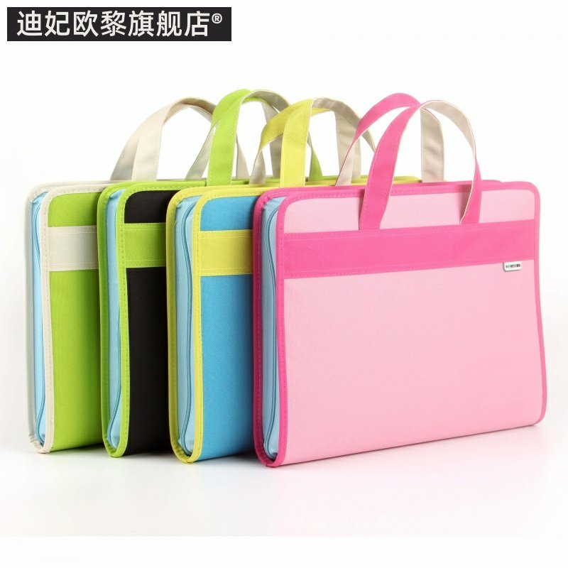 风琴包多层文件夹学生用试卷收纳袋多功能资料袋帆布卷子夹拉链袋