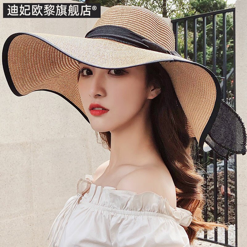 草帽沙滩海边休闲风大沿太阳帽子