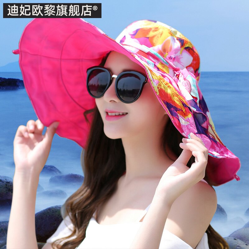 海边度假大沿檐可折叠遮阳帽子