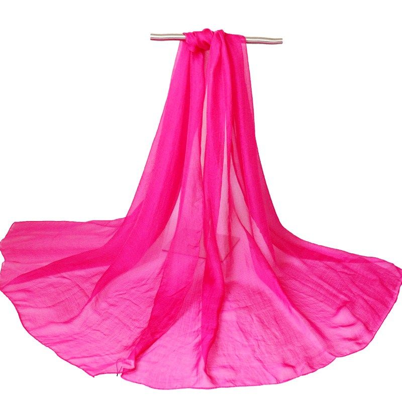 超长大红色丝巾春秋洋气女纱巾百搭薄夏季围巾防晒披肩纯色沙滩巾