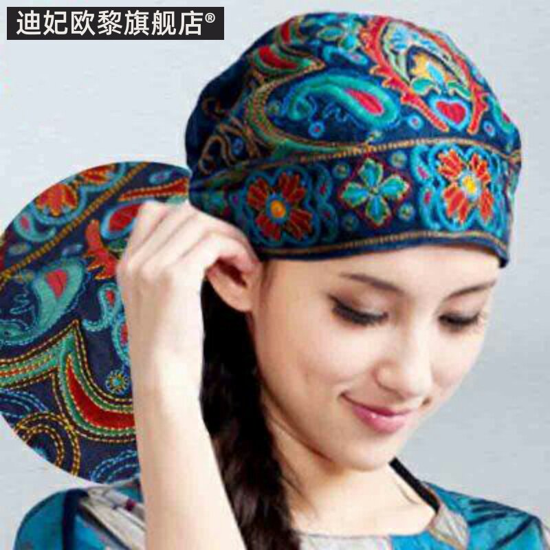 春秋复古红色女士针织中国风头巾