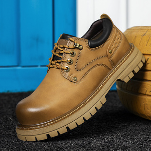 断码公牛工装鞋男款秋冬厚底马丁靴男休闲增高低帮大黄靴子男潮鞋