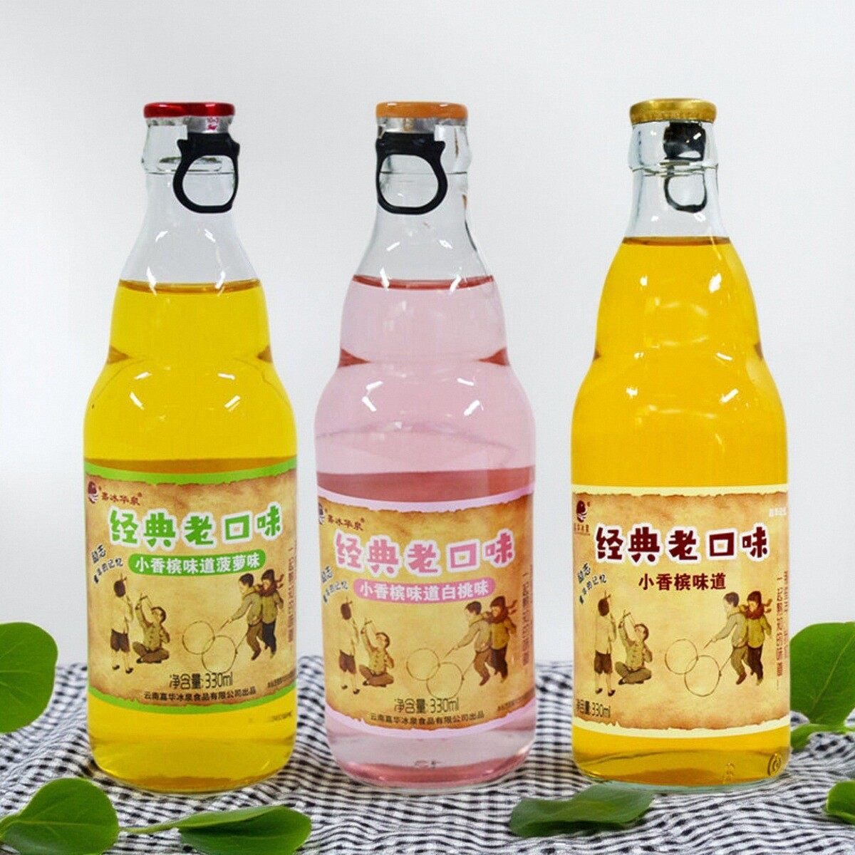 云南小香槟老冰棍味嘉冰华泉菠萝味白桃味经典味汽泡水 330mlx6瓶