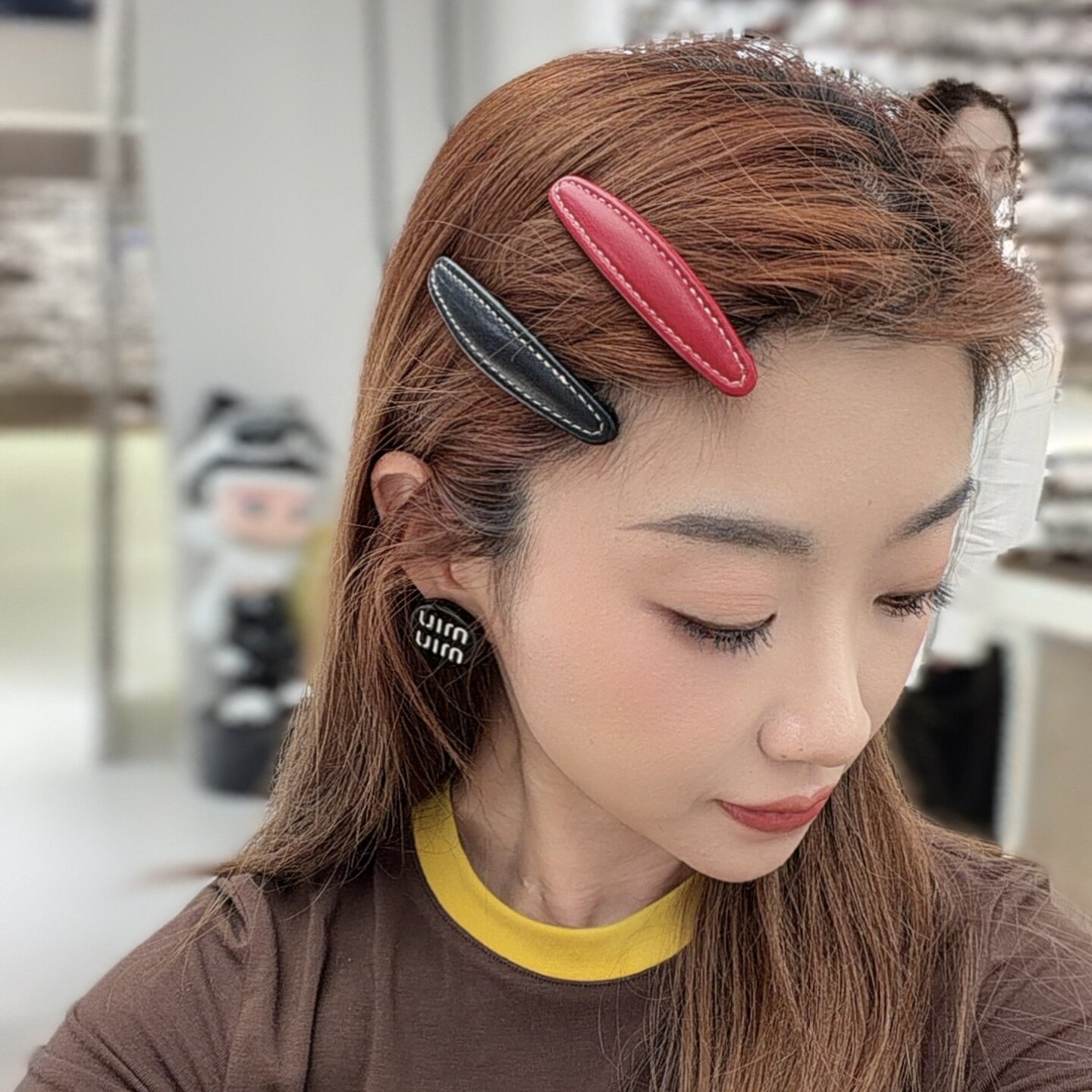 一对装韩国ins新款pu皮几何发饰