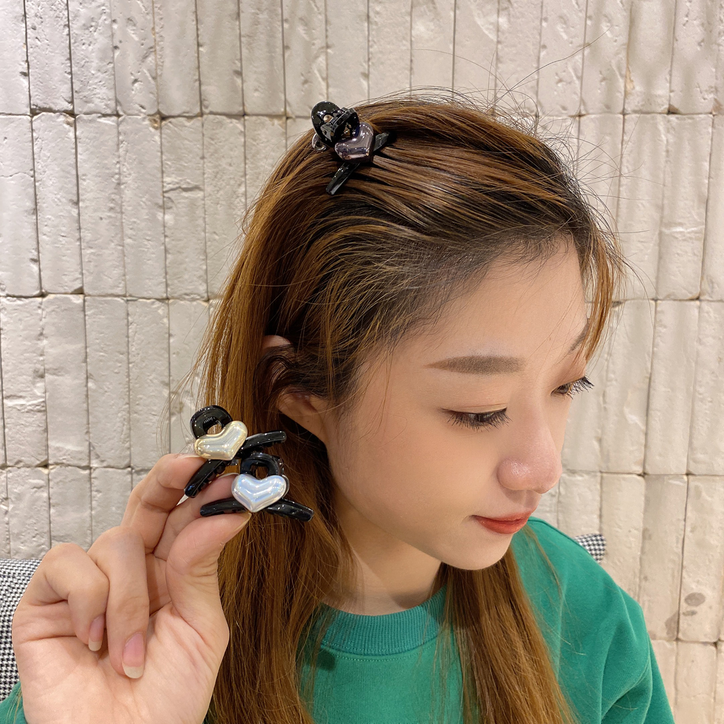 可爱百搭甜美桃心小抓夹发饰