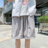 K1620P24外景冰丝纯色夏装凉爽宽松休闲五分裤蝴蝶印花沙滩裤，男装休闲裤，电商A050