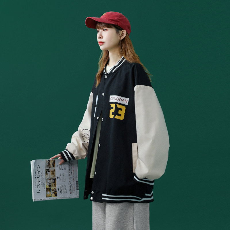J902P59中性风港风拼色夹克字母印花情侣青年棒球服宽松休闲,男装夹克,电商A050