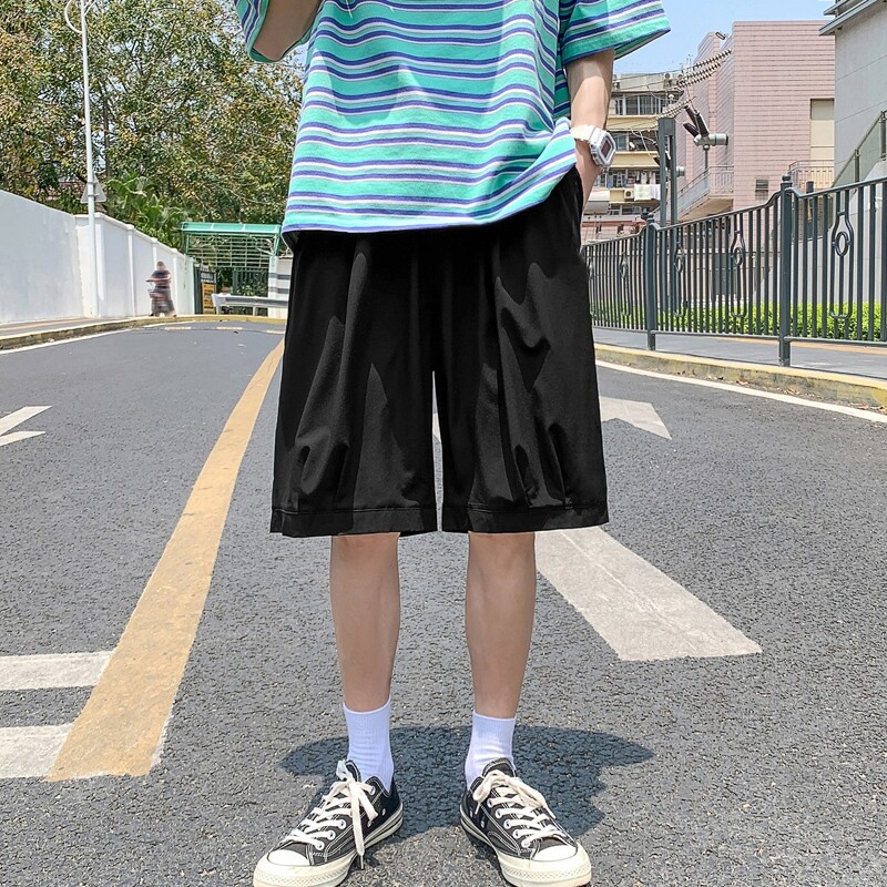 K162P23外景冰丝纯色五分裤短裤夏装凉爽薄款中性风情侣装学生,男装休闲裤,电商A050
