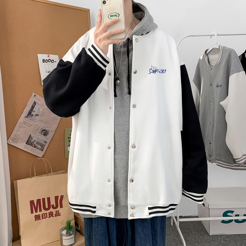 Y8889P55室内港风开衫卫衣兔子印花棒球领棒球服港风情侣潮流,男装卫衣,电商A050
