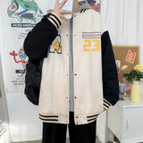 J902P59室内港风数字字母印花拼色夹克棒球领情侣棒球服港风潮，男装夹克，电商A050
