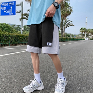 K205P40外景蝴蝶印花港风假两件撞色加大码五分裤学生百搭短裤