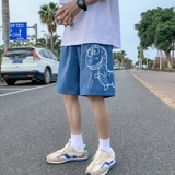 K202P25外景夏装薄款卡通恐龙印花港风沙滩裤学生情侣装五分裤，男装休闲裤，电商A050