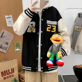 J902P59室内港风宽松港风拼色夹克情侣棒球服棒球领字母印花，男装夹克，电商A050