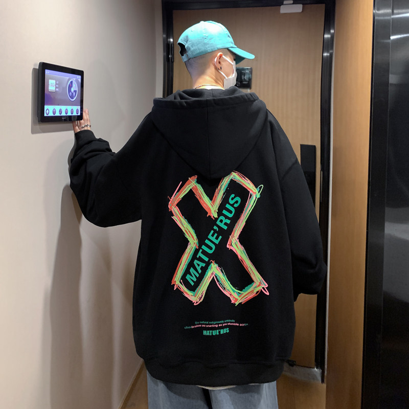 Y8881P55港风外景春装休闲字母印花港风情侣学生开衫卫衣外套,男装卫衣,电商A050
