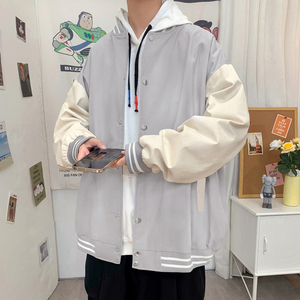 J1901 P49 室内港风 百搭情侣港风春休闲宽松棒球领棒球服夹克图片