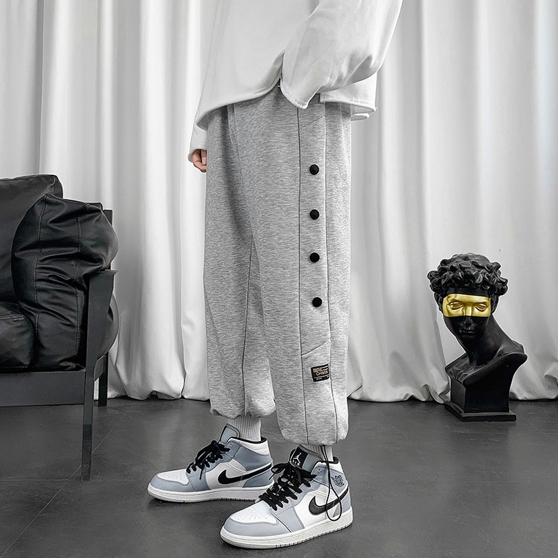 K195P50短句风时尚百搭春夏款加大码阔腿休闲裤宽松束脚哈伦裤，男装休闲裤，电商A050