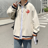 J910P50港风外景撞色立领印花夹克休闲宽松情侣港风春装潮，男装夹克，电商A050