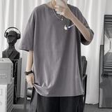 T006P18短句风潮流百搭短袖卡通对钩印花加大码港风情侣T恤，男装T恤，电商A050