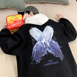 Y8888P55室内港风棒球领棒球服港风情侣叉叉雪山印花开衫卫衣，男装卫衣，电商A050