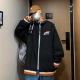 J908P45港风外景撞色立领彩虹印花港风情侣夹克学生休闲宽松春，男装卫衣，电商A050