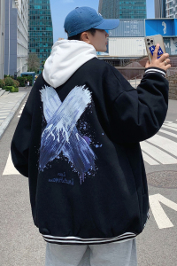 Y8888 P55 港风外景 棒球领开衫宽松港风卫衣雪山印花学生情侣潮图片