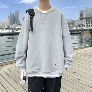 Y001 P42 港风外景 百搭宽松休闲蝴蝶印花假两件头套卫衣港风情侣图片