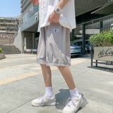 K1620P24外景冰丝纯色夏装凉爽宽松休闲五分裤蝴蝶印花沙滩裤，男装休闲裤，电商A050